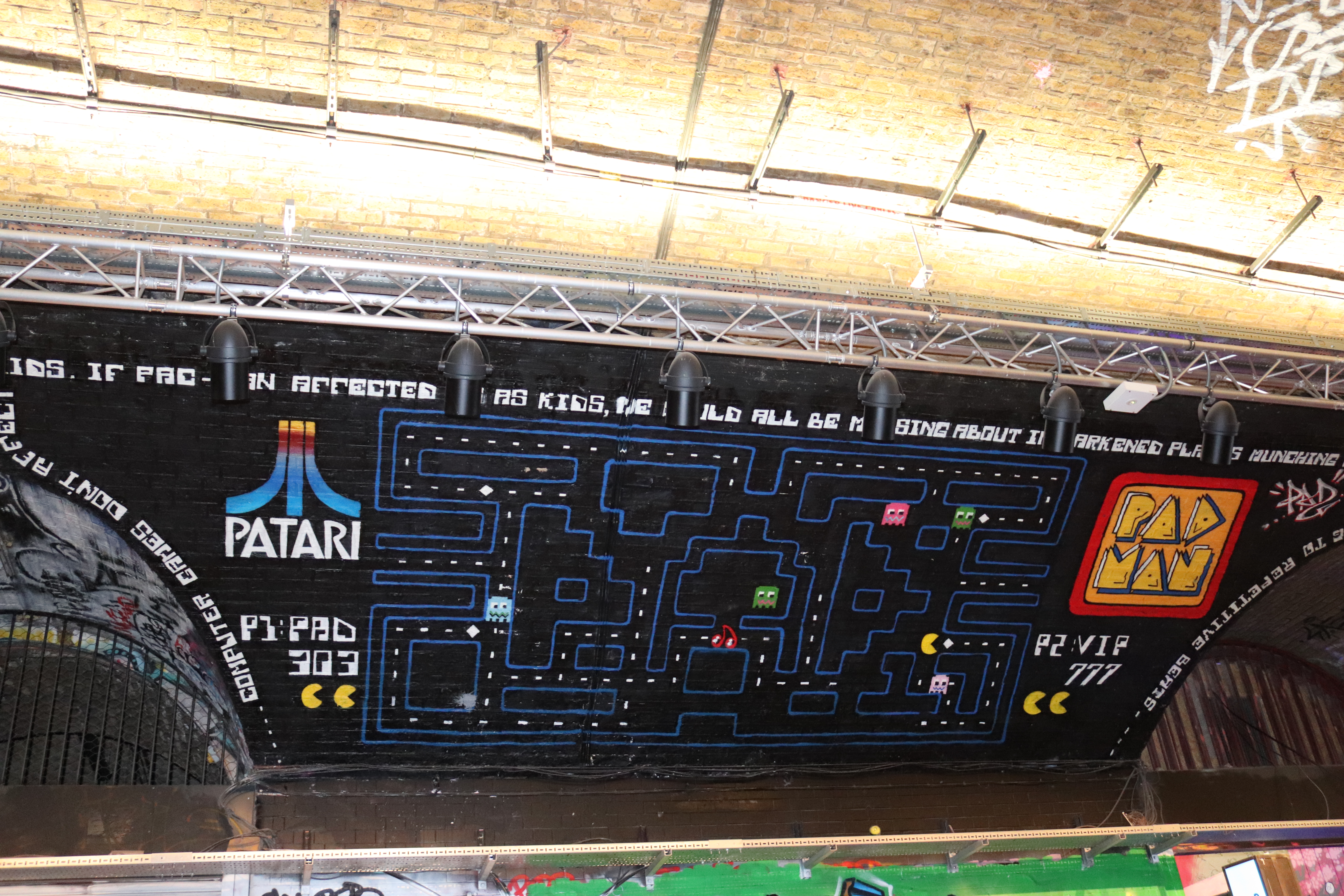 Graffiti of Pac-Man, Leake St, Waterloo, London